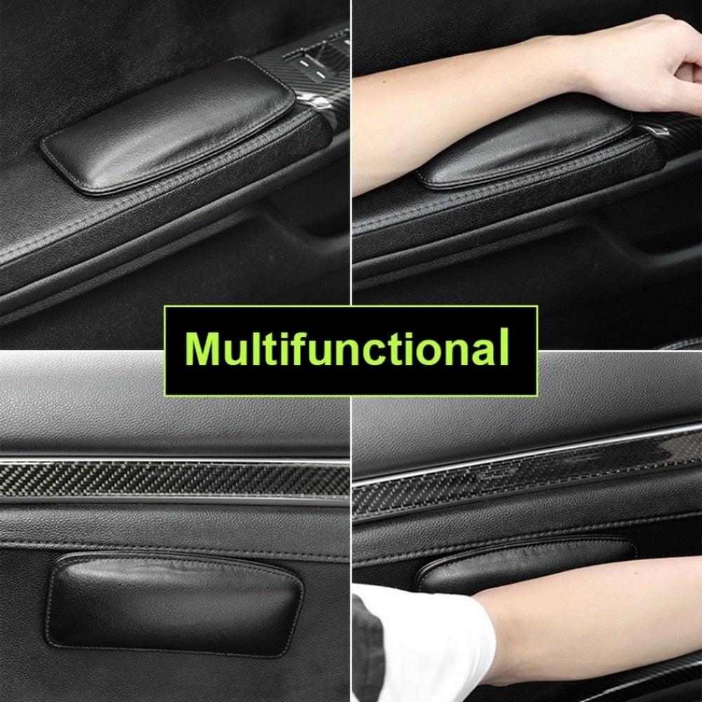 18*8cm PU Leather Car Knee Pad Cushion Auto Interior Pad Elastic Cushion Memory Foam Comfortable Thigh Support Universal