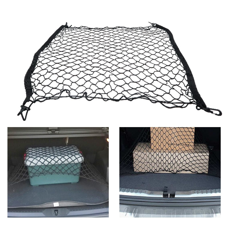 2 Size Car Boot Trunk Net Mesh Elastic Nylon Rear Back Cargo Trunk Storage Organizer Luggage Net Holder Car Accessories