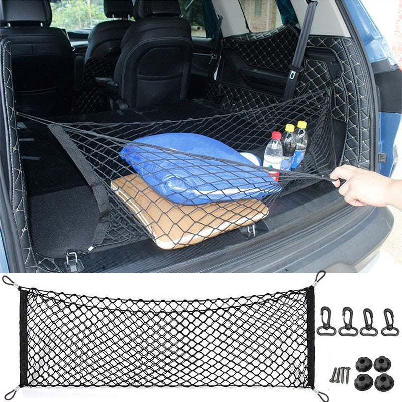 2 Size Car Boot Trunk Net Mesh Elastic Nylon Rear Back Cargo Trunk Storage Organizer Luggage Net Holder Car Accessories