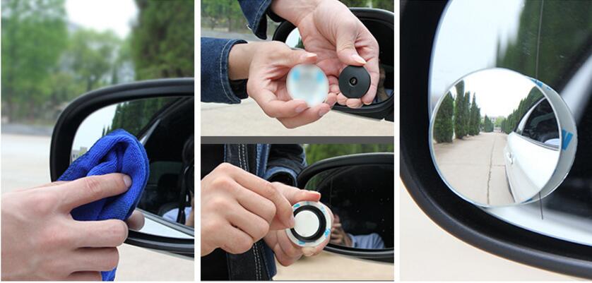 2Pcs Car Rear view Convex Mirror 360 Degree Rotating Wide Angle Round Mirror Wide Angle Blind Spot Auto Exterior Accessory