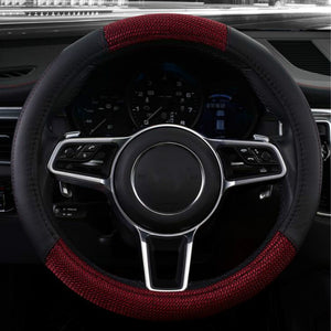 38CM PU Leather Flax Fiber Car Steering Wheel Cover Universal Car-styling Auto Steering Wheel Covers Anti-Slip Car Accessories