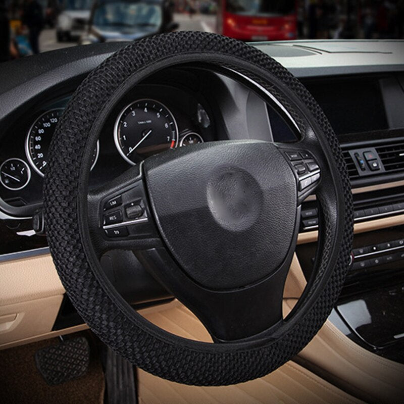 4 Clolors Skidproof Durable Car Steering Wheel Cover Sandwich Fabric Handmade Auto Covers Fit For Most Cars Breathability