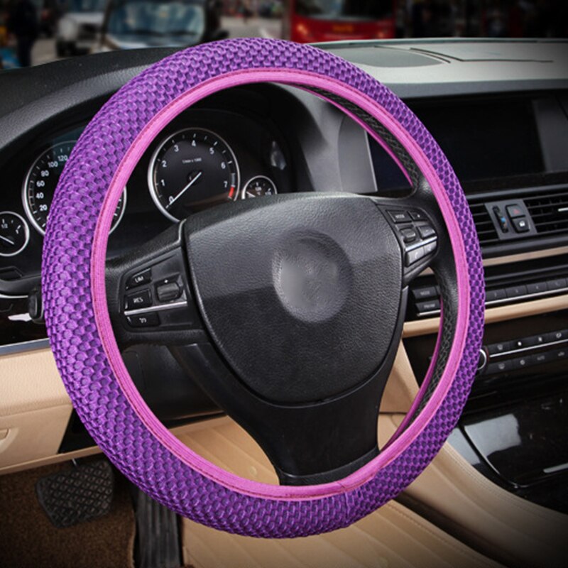 4 Clolors Skidproof Durable Car Steering Wheel Cover Sandwich Fabric Handmade Auto Covers Fit For Most Cars Breathability