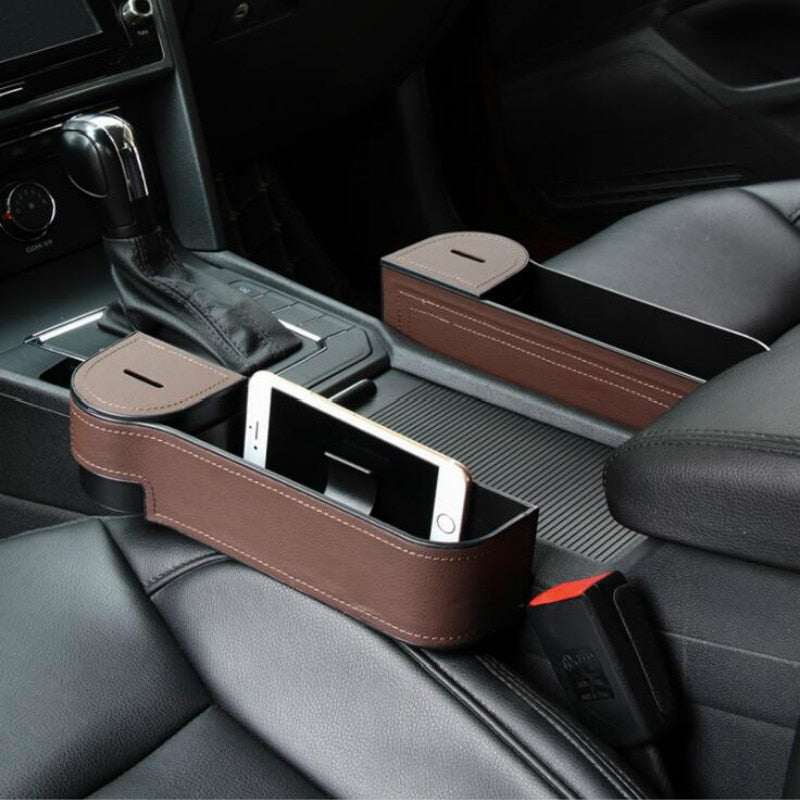 Car Seat Gap Storage Box Interior Seat Organizer Black ABS plastic Accessories Seat Slot Organizer Phone holder Coin Box