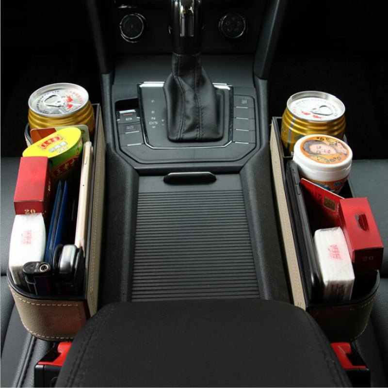 Car Seat Gap Storage Box Interior Seat Organizer Black ABS plastic Accessories Seat Slot Organizer Phone holder Coin Box