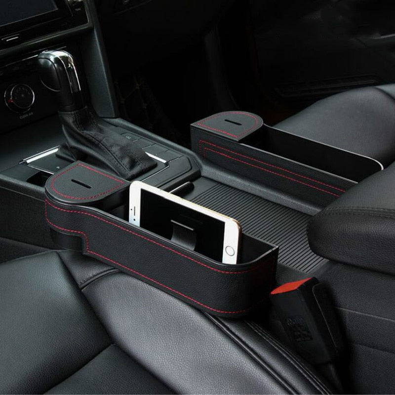 Car Seat Gap Storage Box Interior Seat Organizer Black ABS plastic Accessories Seat Slot Organizer Phone holder Coin Box