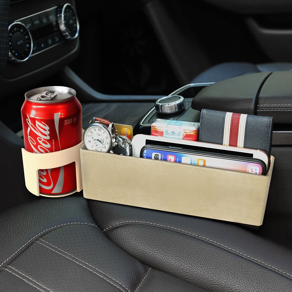 Car Seat Storage Box PU Leather Leak-Proof Car Organizer Storage Case Universal Car Seat Side Gap Container Storage Bag