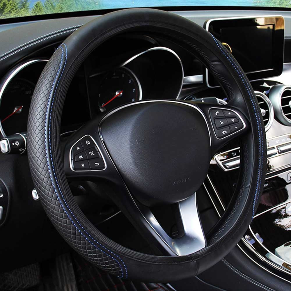 Car Steering Wheel Cover Skidproof Auto Steering- wheel Cover Anti-Slip Universal Embossing Leather Car-styling