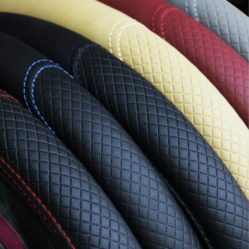 Car Steering Wheel Cover Skidproof Auto Steering- wheel Cover Anti-Slip Universal Embossing Leather Car-styling