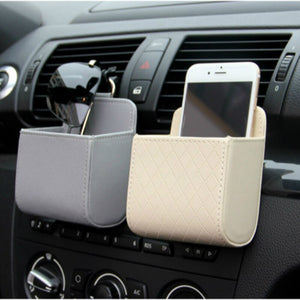 Car Storage Bag Air Vent Dashboard Tidy Hanging PU Leather Organizer Box Glasses Phone Holder Storage Box Car Accessories