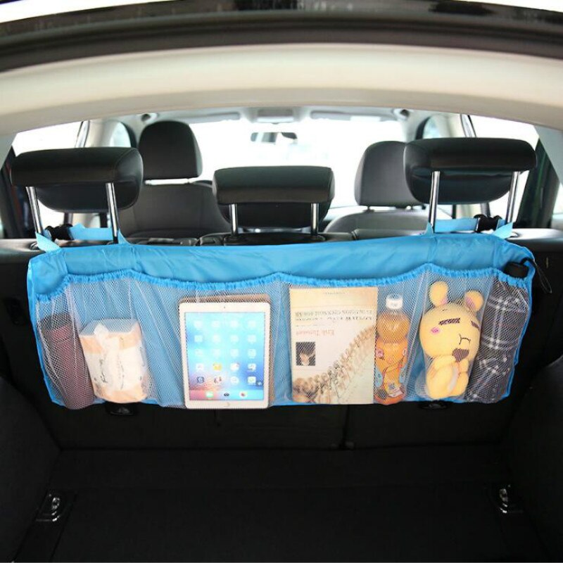 Car Trunk Back Seat Organizer Bag SUV Net Mesh Storage Stowing Tidying Floding Pockets Trash Automobile Bags In Cars Accessories