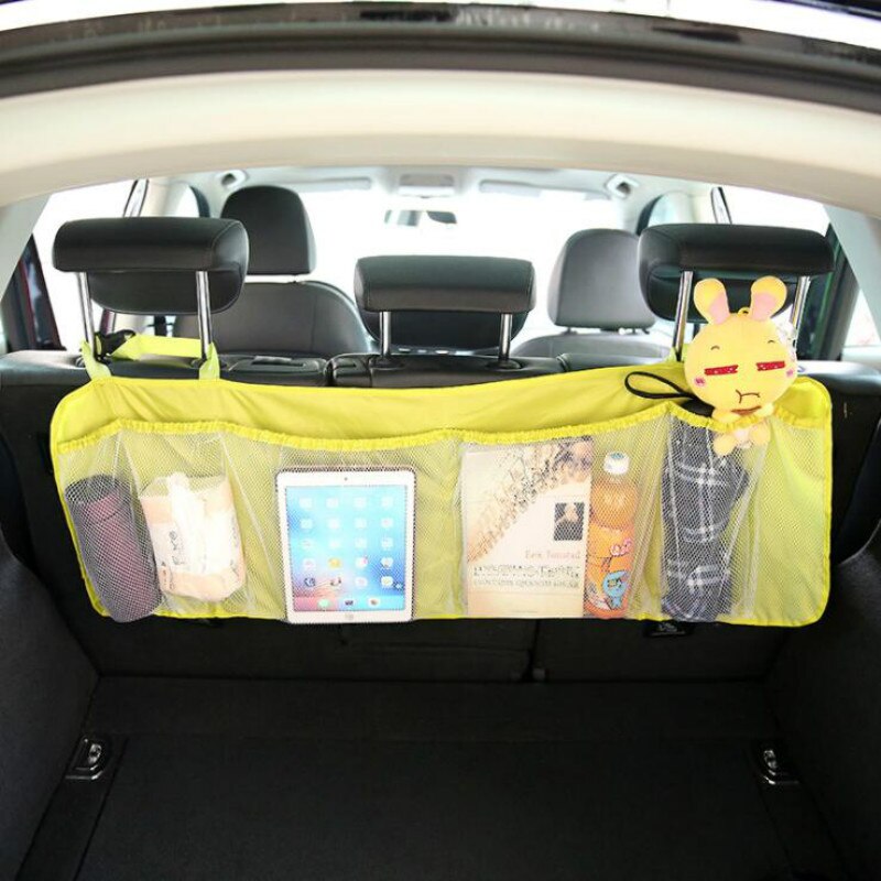 Car Trunk Back Seat Organizer Bag SUV Net Mesh Storage Stowing Tidying Floding Pockets Trash Automobile Bags In Cars Accessories