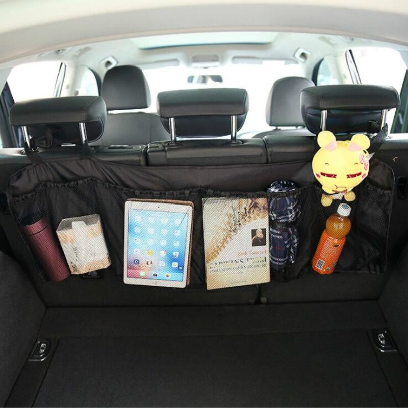 Car Trunk Back Seat Organizer Bag SUV Net Mesh Storage Stowing Tidying Floding Pockets Trash Automobile Bags In Cars Accessories