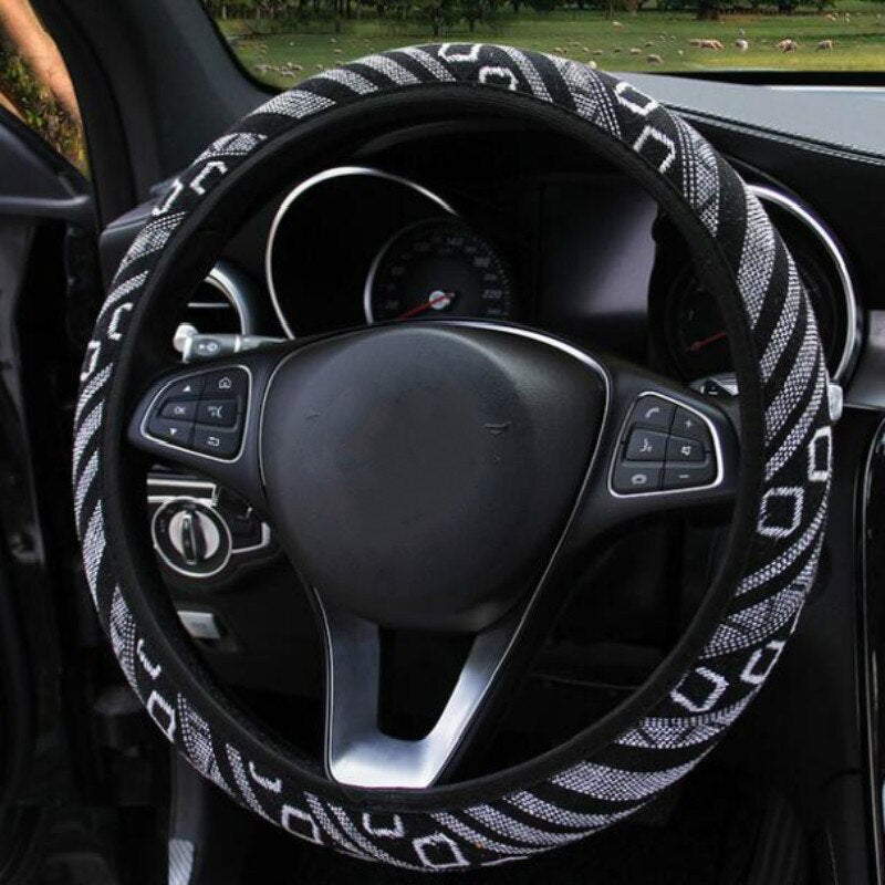 Elastic Car Steering Wheel Cover Ethnic Style Car Steering-wheel Covers Auto Decoration Car Accessories Linen Universal