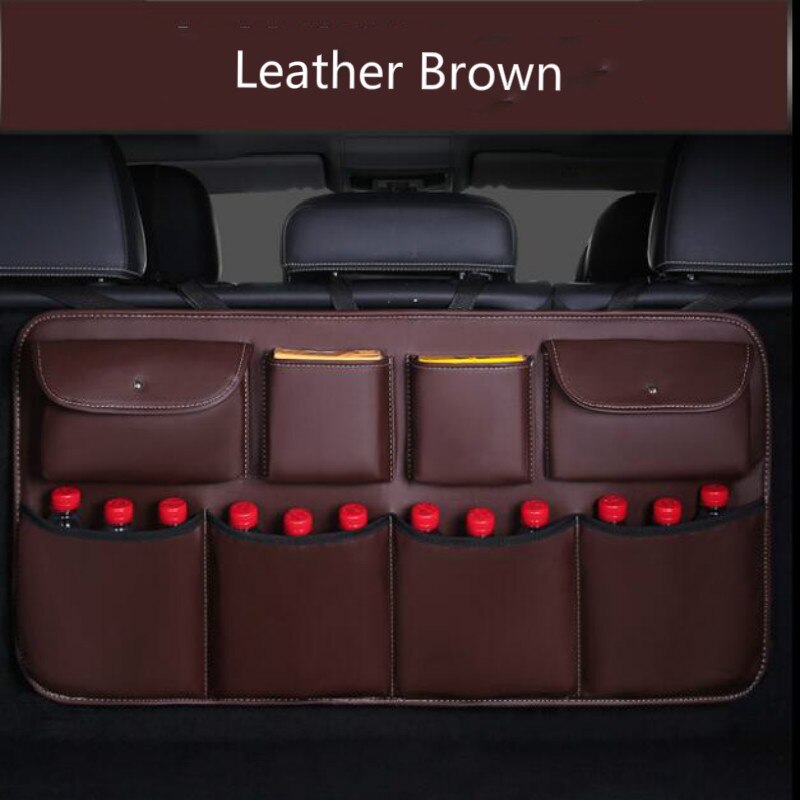 High Quality Leather Car Rear Seat Back Storage Bag Multi Pocket Car Trunk Organizer Auto Stowing Tidying Interior Accessories