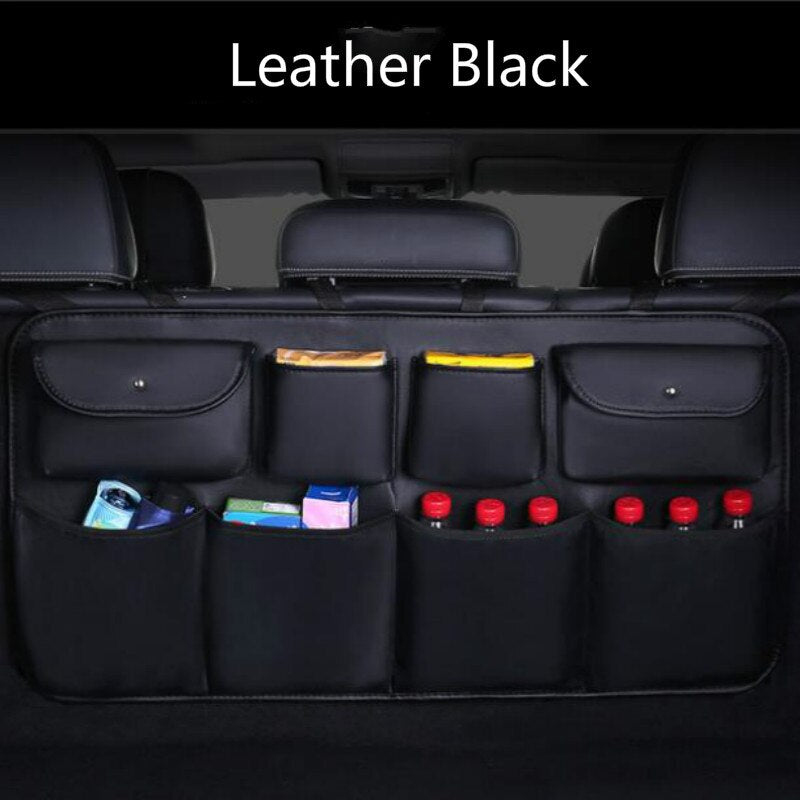 High Quality Leather Car Rear Seat Back Storage Bag Multi Pocket Car Trunk Organizer Auto Stowing Tidying Interior Accessories