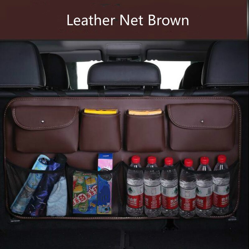 High Quality Leather Car Rear Seat Back Storage Bag Multi Pocket Car Trunk Organizer Auto Stowing Tidying Interior Accessories