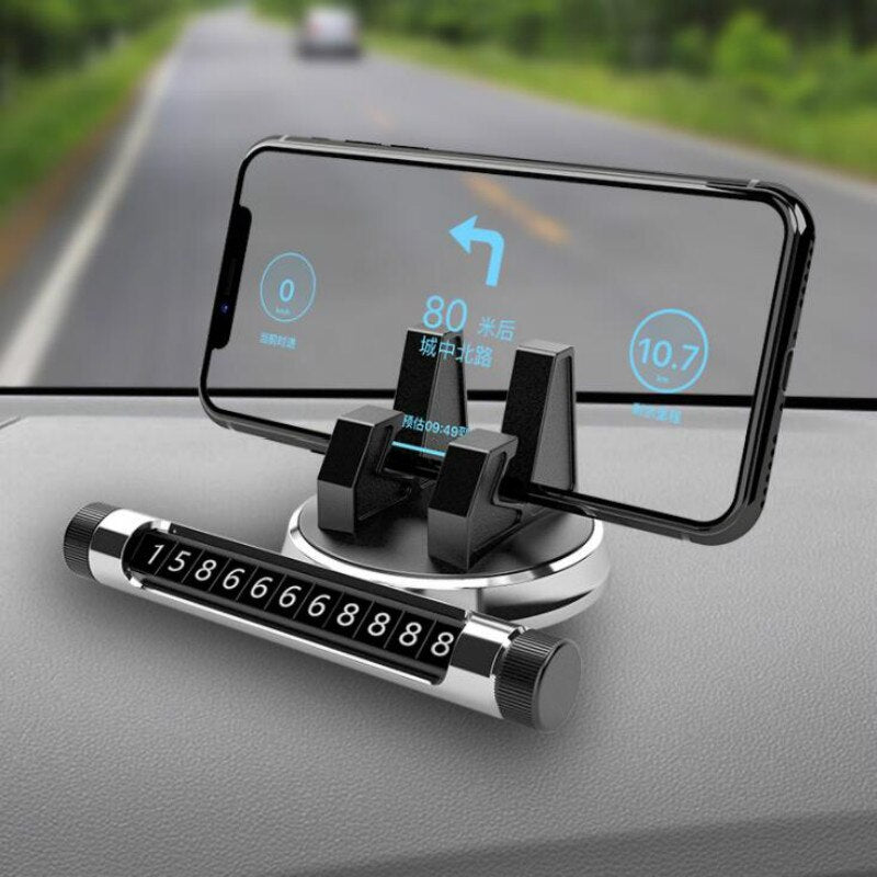 Luminous Car Temporary Parking Card Phone Number Card Plate Car Park Stop Sign 360 Degree Rotation Auto Phone GPS Holder Stand