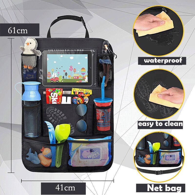 Touch Screen Car Seat Back Organizer 9 Storage Pockets with Tablet Holder Protector for Kids Children Car Accessories