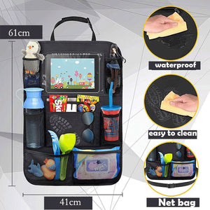 Touch Screen Car Seat Back Organizer 9 Storage Pockets with Tablet Holder Protector for Kids Children Car Accessories