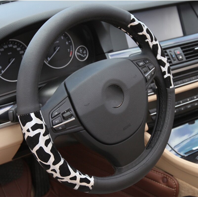 Universal Personalized Leopard Print Car Steering Wheel Cover for Girls Plush Car Decoration Steering Covers Car Accessories