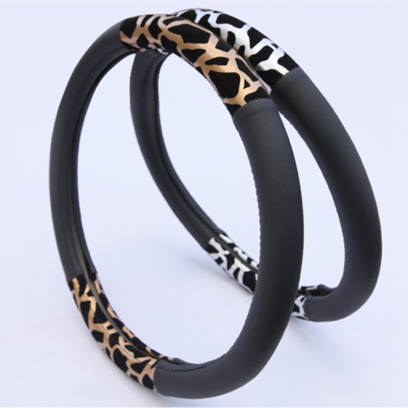 Universal Personalized Leopard Print Car Steering Wheel Cover for Girls Plush Car Decoration Steering Covers Car Accessories