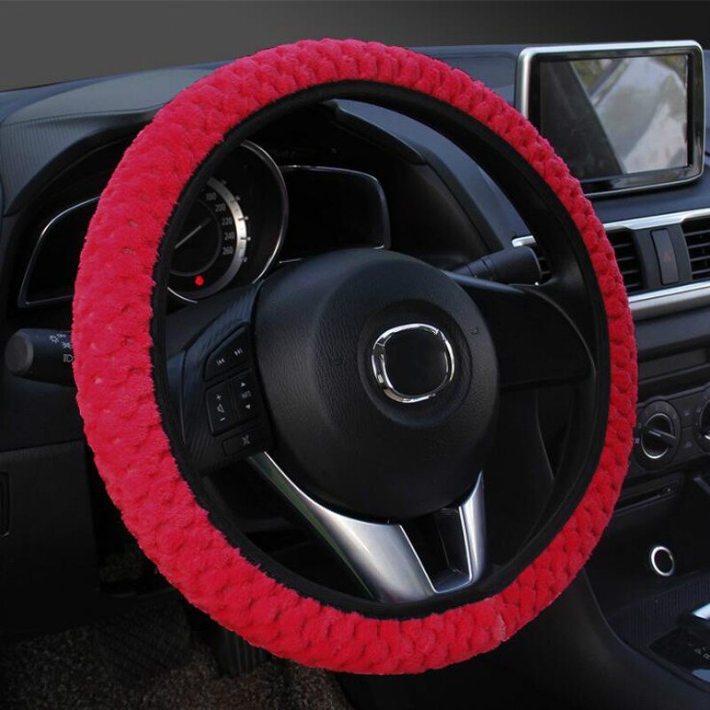 Universal Soft Warm Plush Covers Car Steering Wheel Cover Car-styling Pearl Velvet Auto Decoration Winter 4 Colors