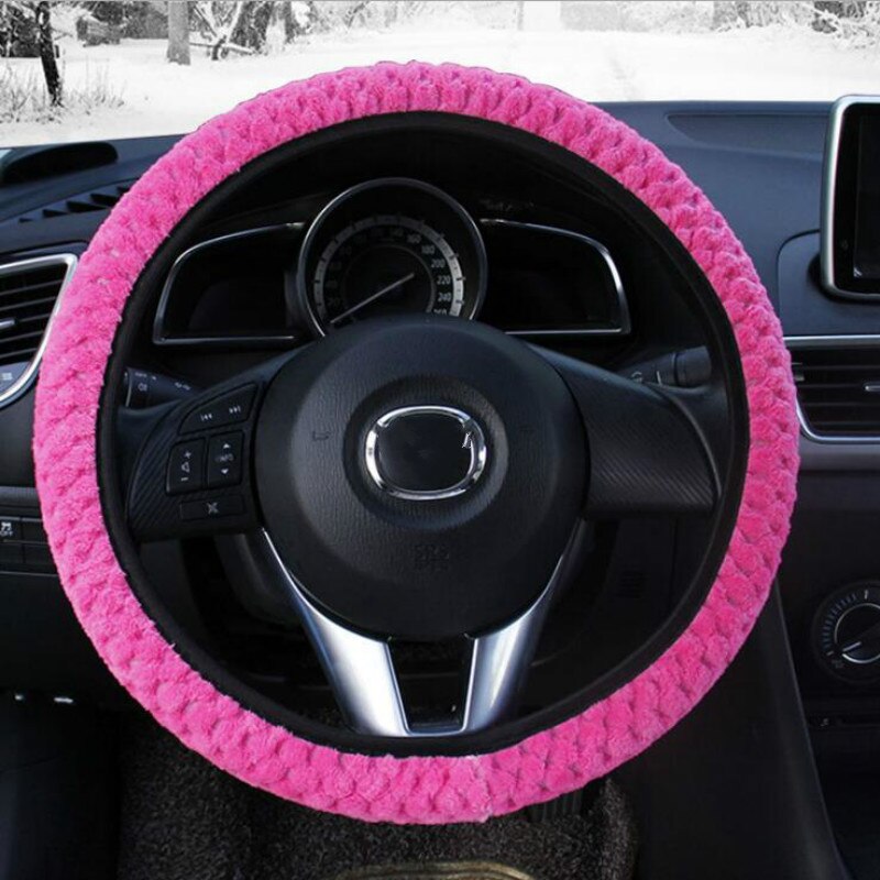 Universal Soft Warm Plush Covers Car Steering Wheel Cover Car-styling Pearl Velvet Auto Decoration Winter 4 Colors