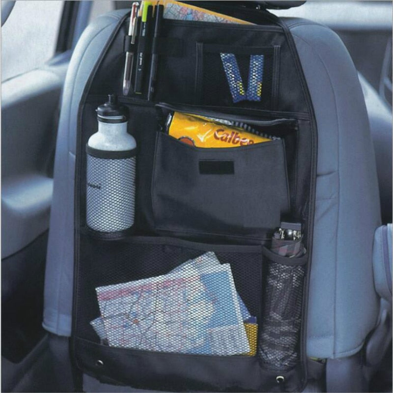 Universal Waterproof Car Back Seat Organizer Storage Bag Multi Pocket Hanging Pouch Assorted 58cmx38cm Auto Accessories Black